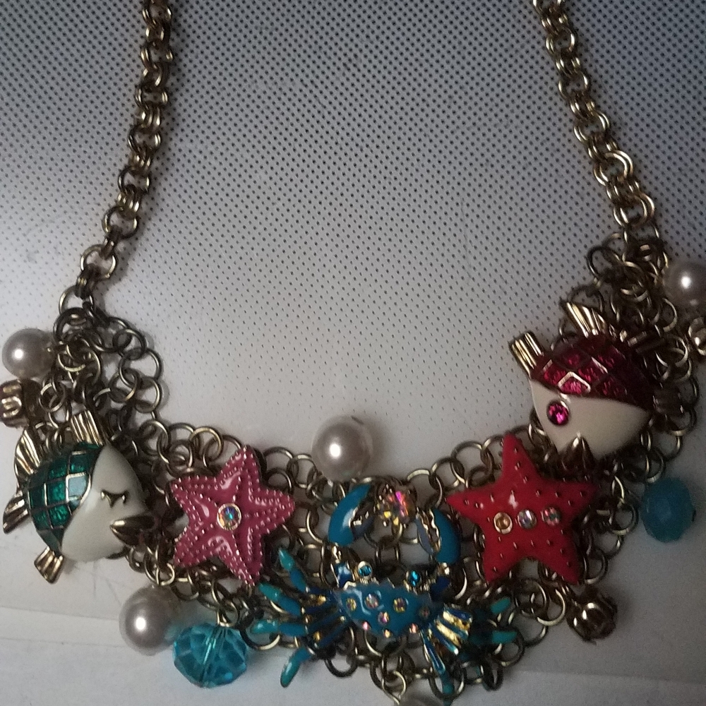 Betsey Johnsongenuine Sealife Necklace Crab Fish View 2